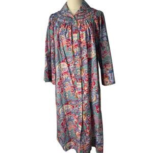 Vintage Paisley House Dress Duster Made in USA